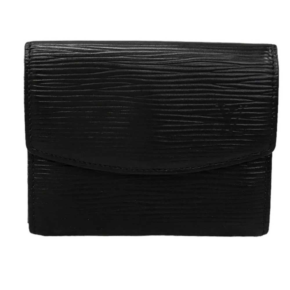 LOUIS VUITTON Wallet Coin Purse Porto Monesample Epi Noir Black Leather.